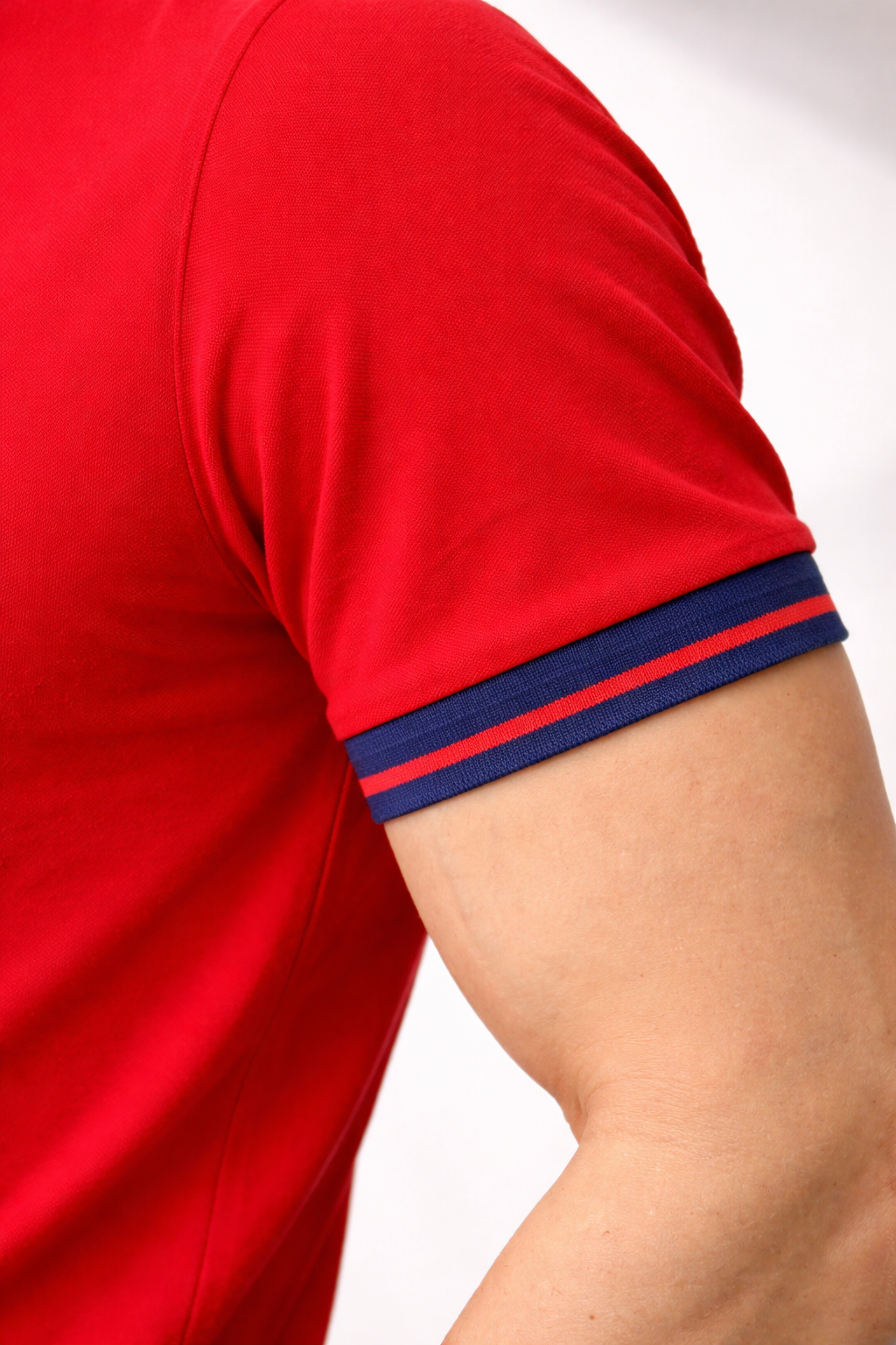 Crimson Red Contrast Collar Slim Fit Polo Shirt | MH
