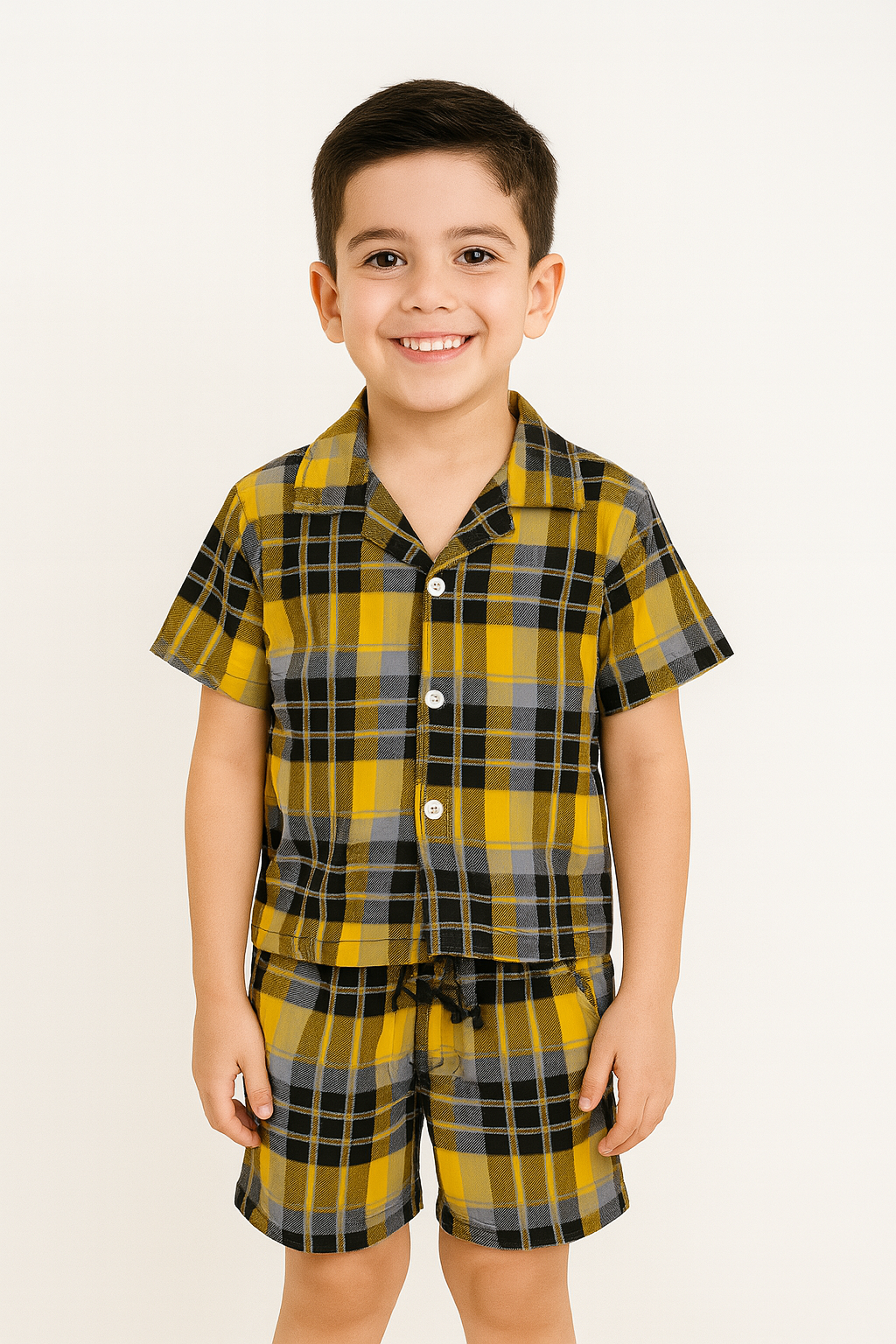 Boys’ Turkish Collar Short-Sleeve Shirt & Shorts Set I MH