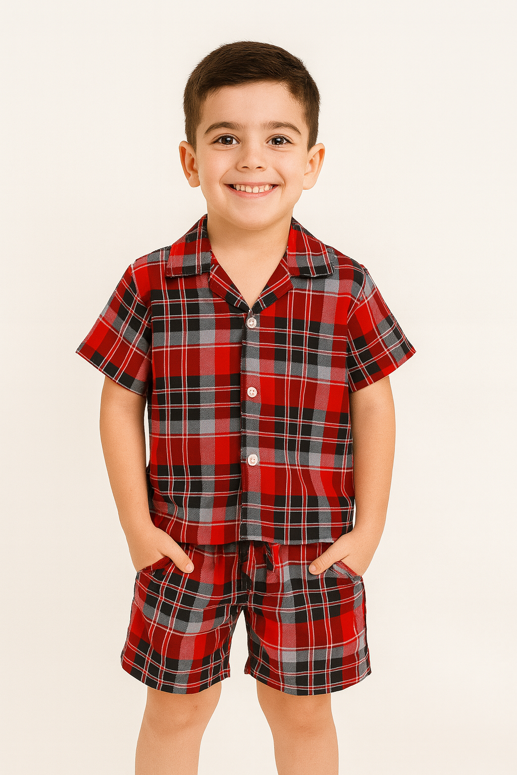 Boys’ Turkish Collar Short-Sleeve Shirt & Shorts Set I MH