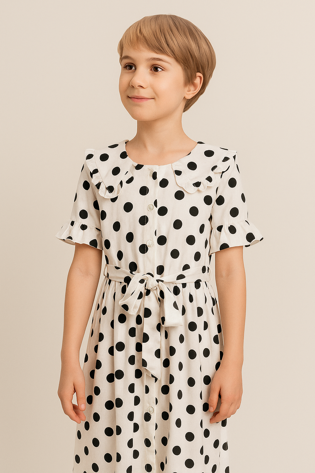 Ruffle Collar Polka Dot Dress I MH