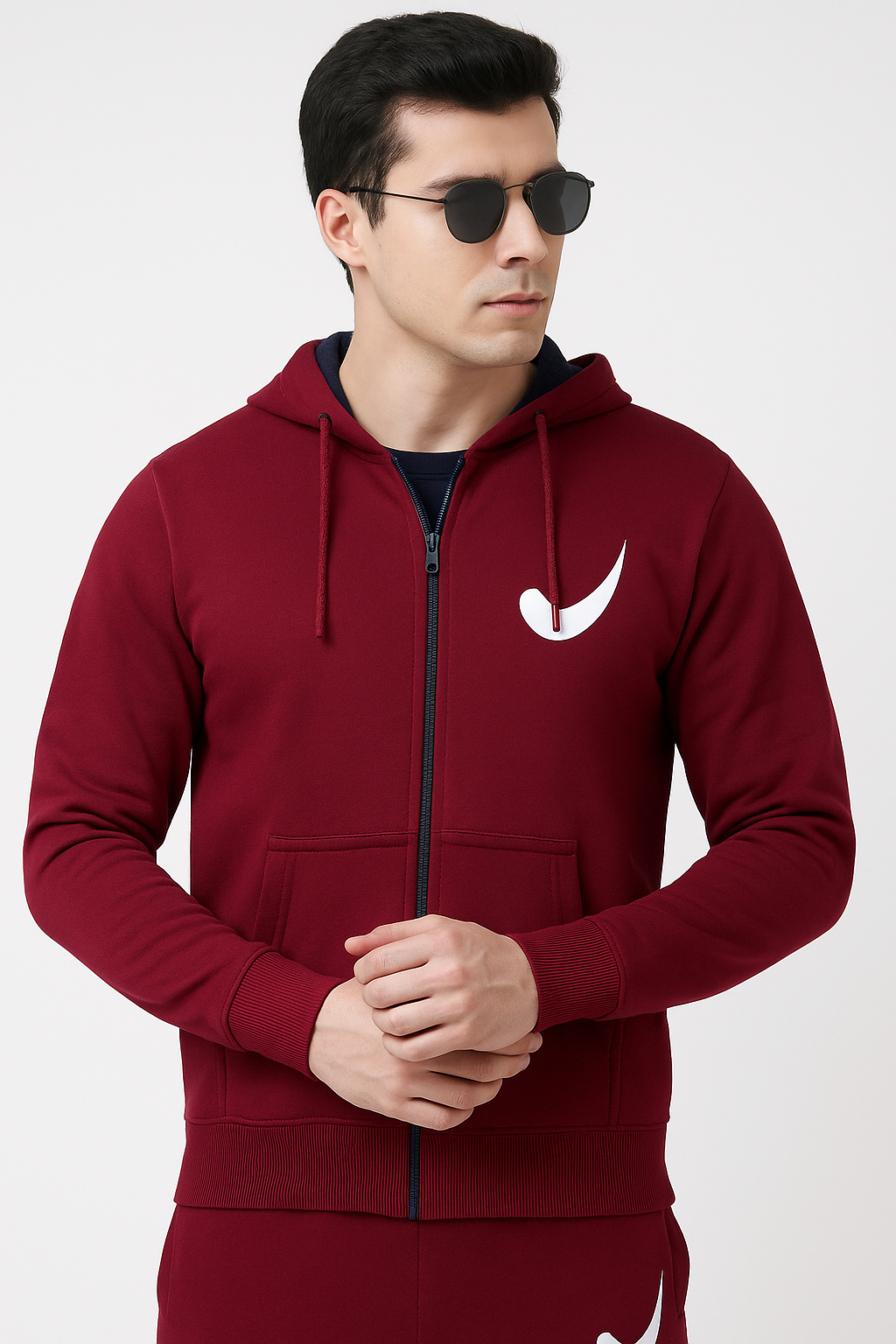 Men’s Zip-Up Tracksuit – Hoodie & Joggers Set in Maroon./MH