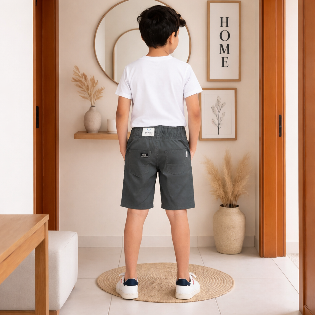 Teen Boys Grey Shorts 9-16 Years | Comfortable Casual Cotton Shorts with Drawstring Waist | MH
