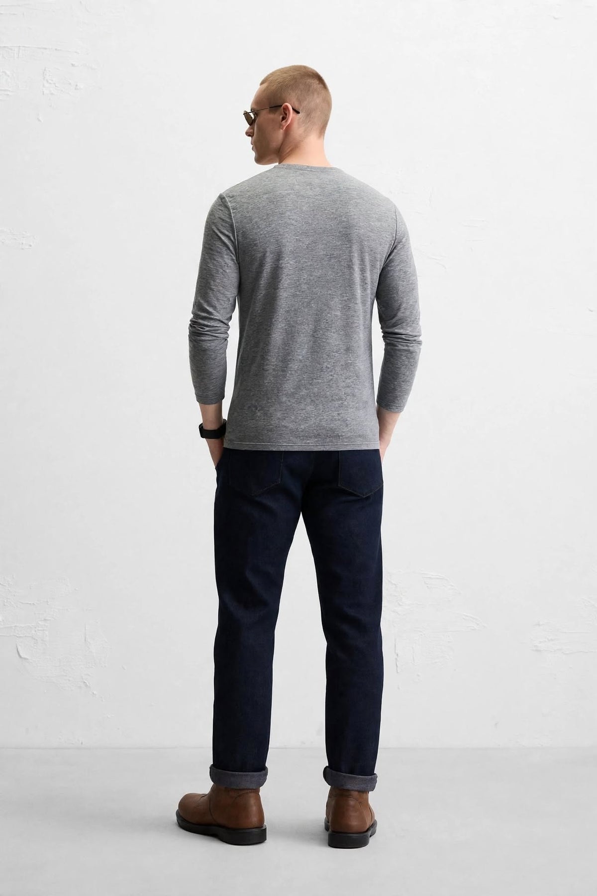 Men’s 7-Button Henley Long Sleeve T-Shirt – Charcoal Heather | Sizes S-XXL | MH