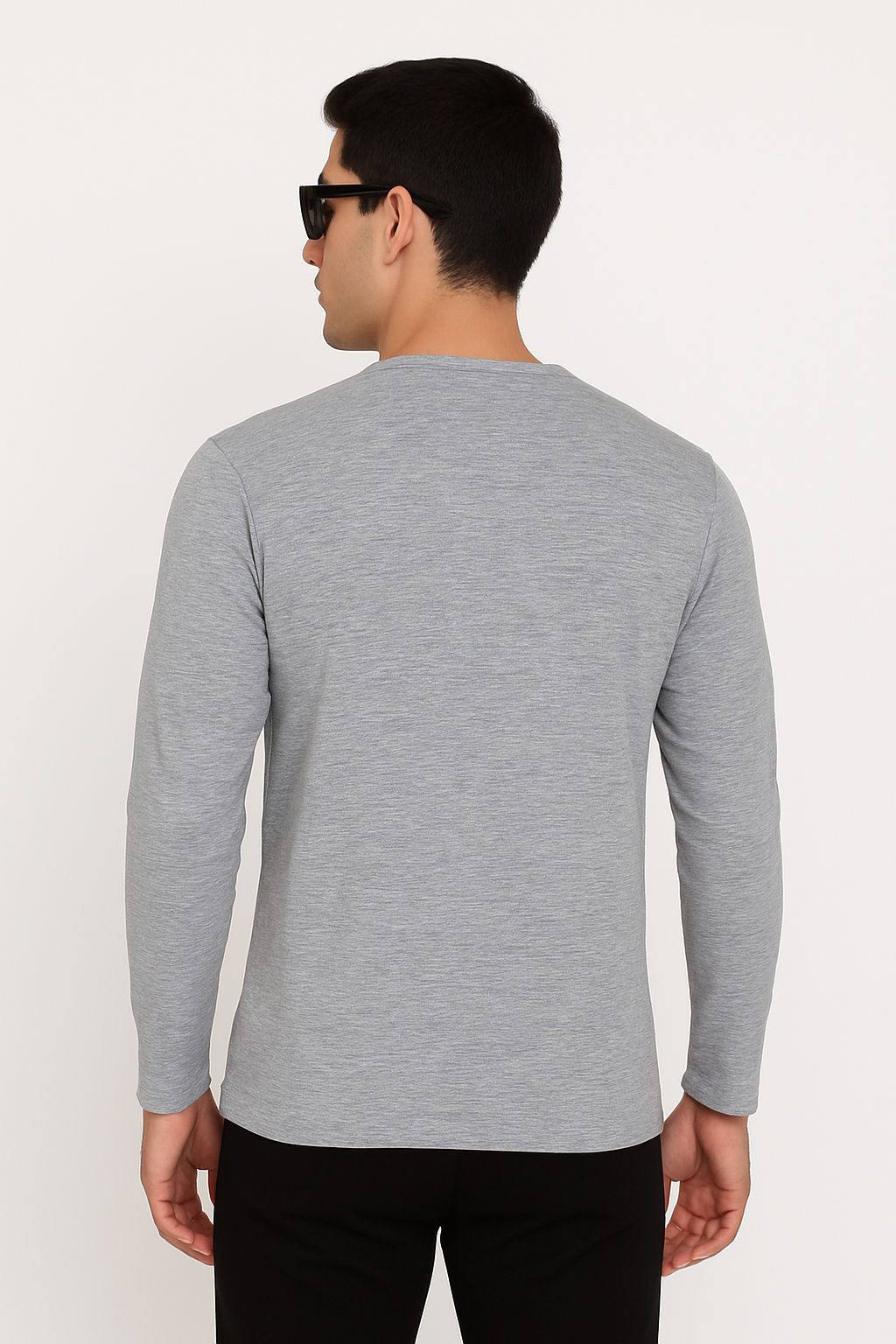 "Men’s 4-Button Full Sleeve Henley T-Shirt – Grey/MH