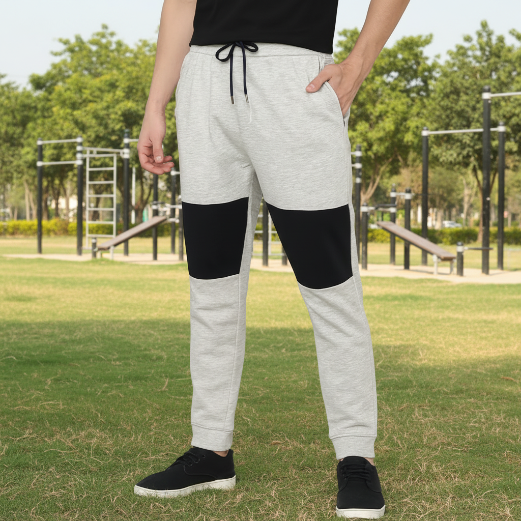 Men’s Light Grey Trouser with Black Knee Panels | Sizes S-XXL ) | MH