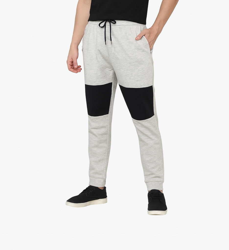 Men’s Light Grey Joggers with Black Knee Panels' / MH