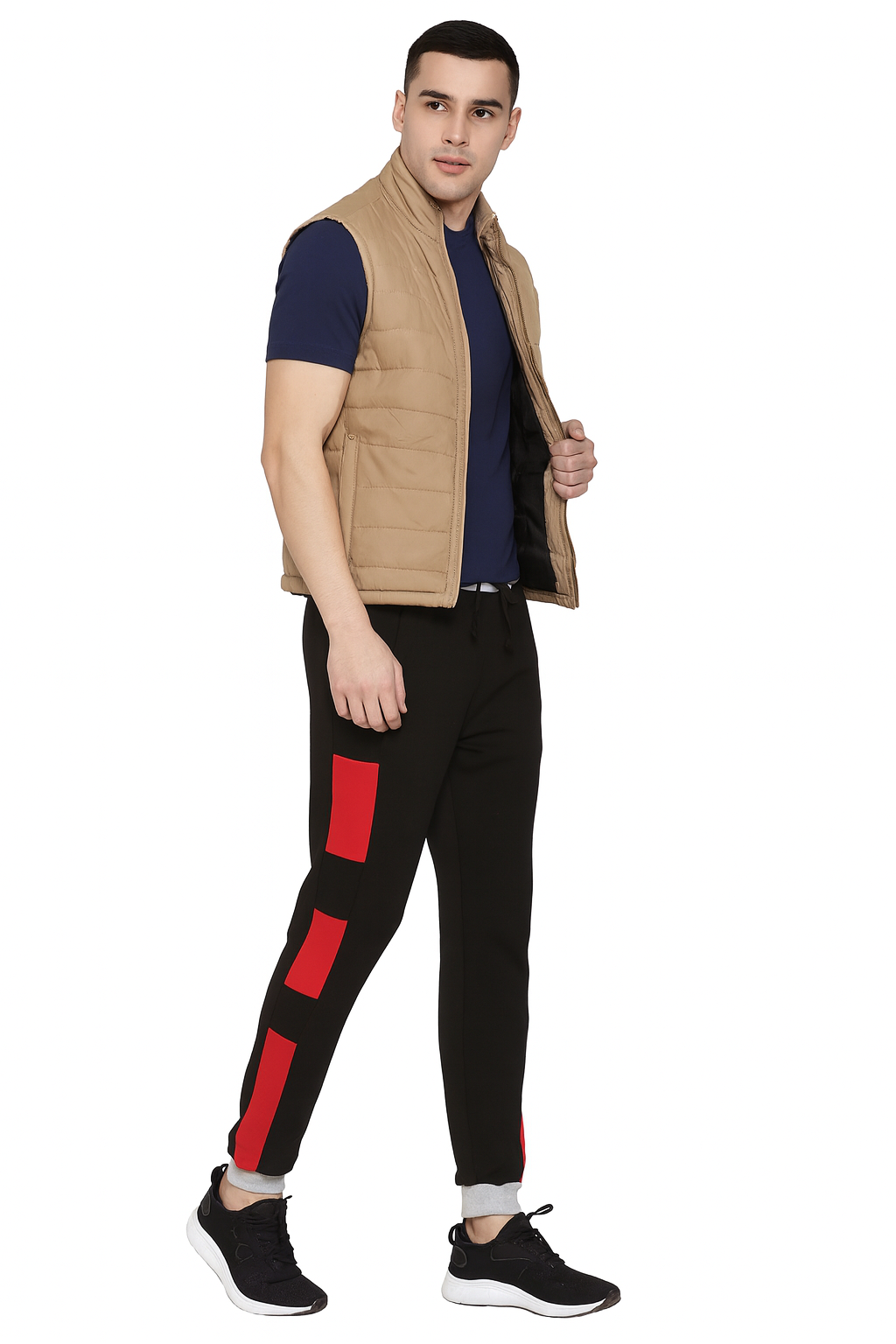 Men’s Black Joggers with Red Block Detailing. /MH