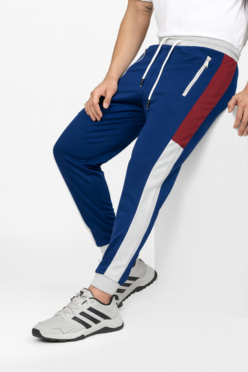 Men’s Blue Colorblock Trouser Pants with Zipper Pocket.Sizes (30"-38") MH