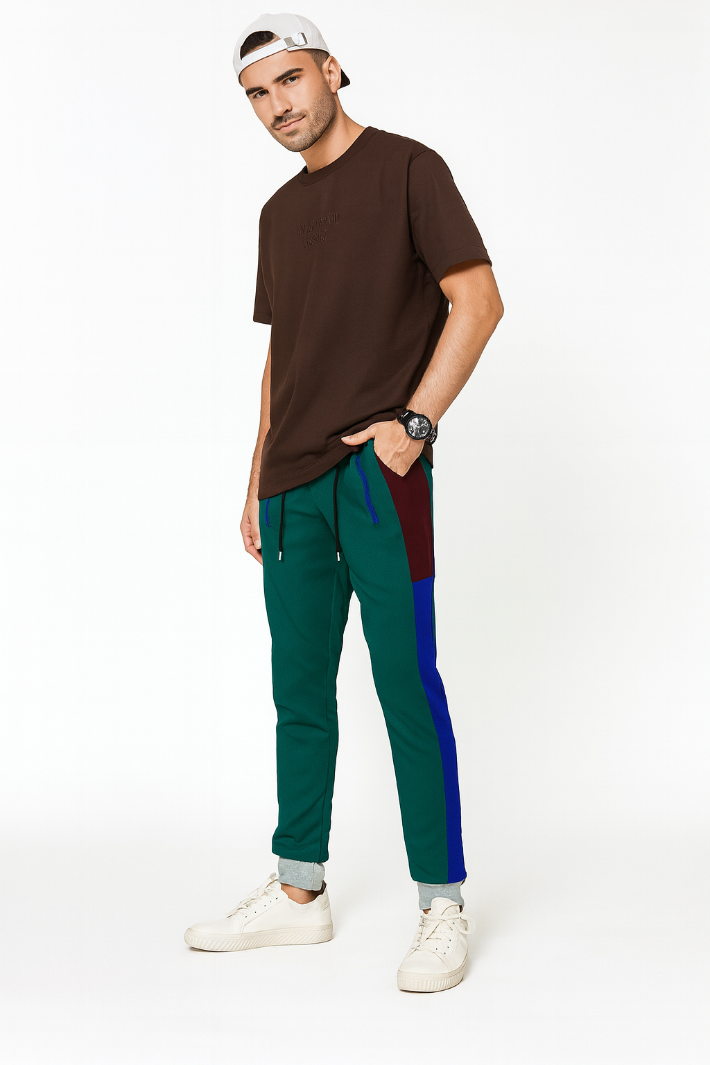 "Men's Colorblock Jogger Pants with Zipper Pocket" /MH