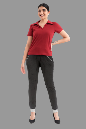 Women’s Charcoal Grey Cotton Trouser with Zipper Pockets.Size (S-XL)|MH