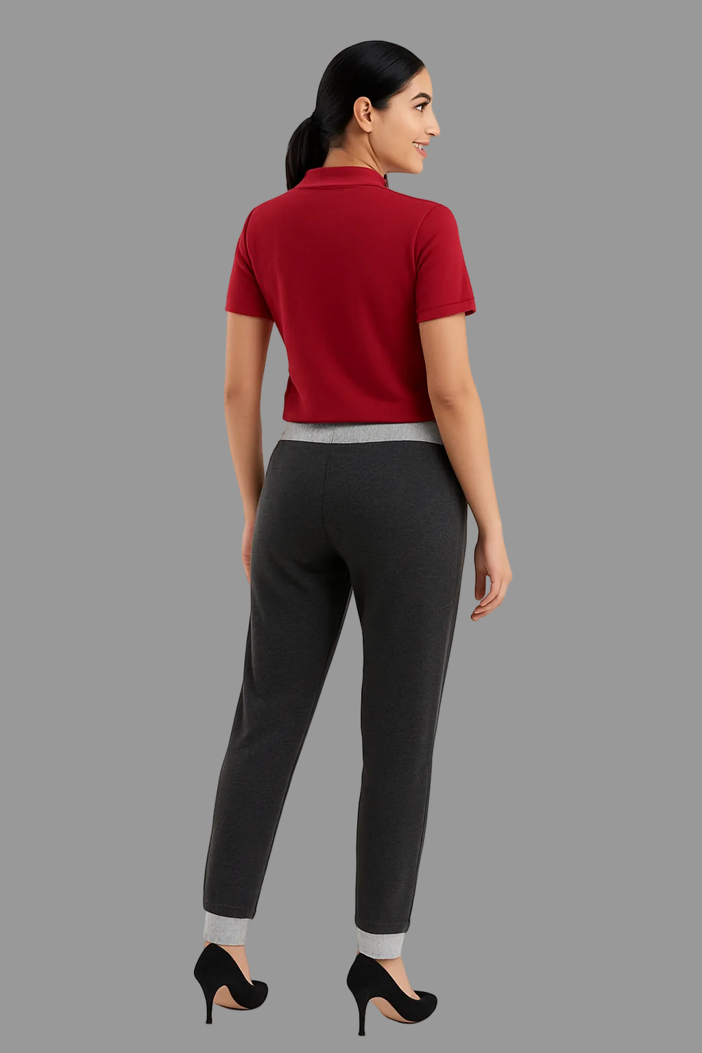 Women’s Charcoal Grey Cotton Trouser with Zipper Pockets.Size (S-XL)|MH