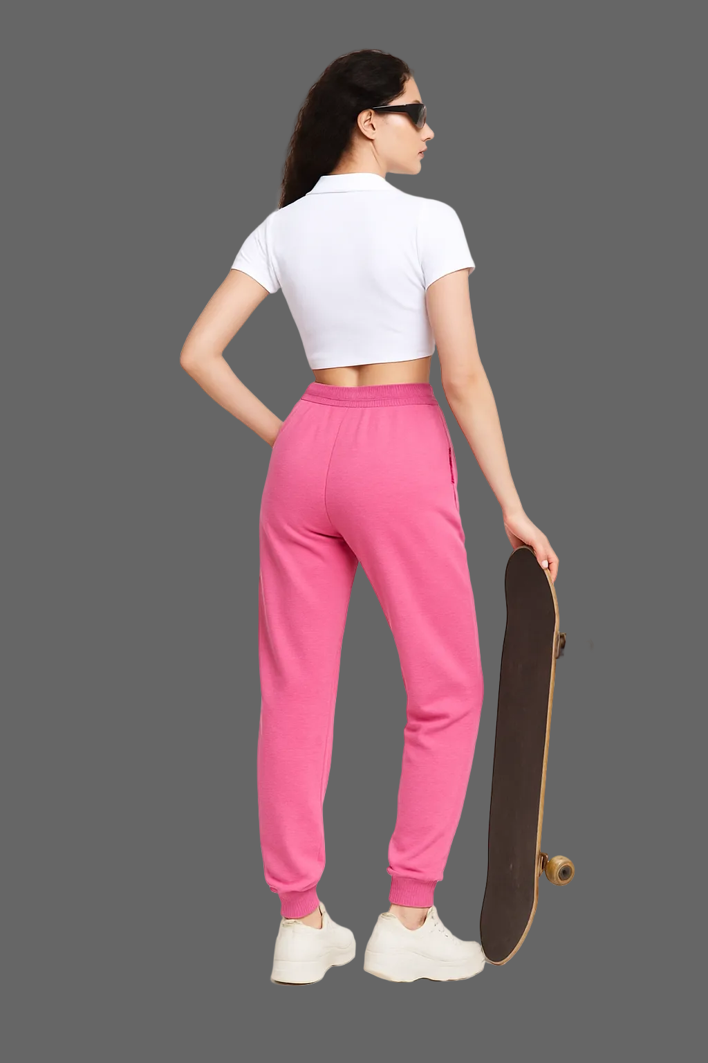 Women’s Cotton Pink Tapered Joggers – High-Waist Athletic Sweatpants (S-XL) MH