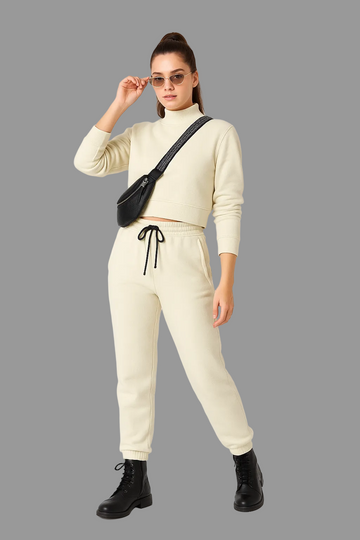 Women’s Cream Joggers Sweatpants - Drawstring Waist, Sizes S-XL | MH