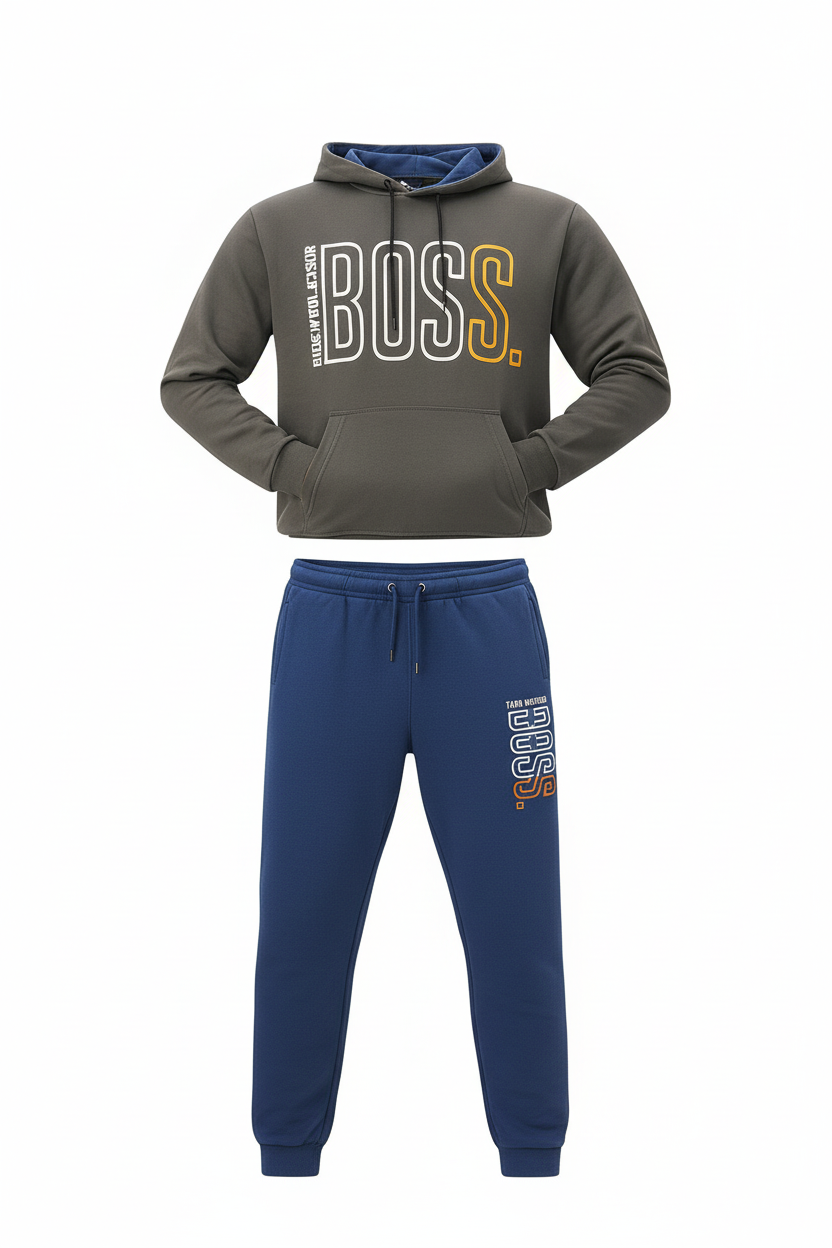 Men’s BOSS Print Pullover Hoodie & Jogger Tracksuit Set | 10 Colours | Ages 17–24 Years | MH