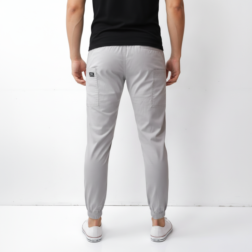 Men's Essential Tapered Elastic Waist & Ribbed Ankles 3 Colors Cargo Jogger Pants 17-24 Years - Casual Drawstring Trousers with Pockets | MH