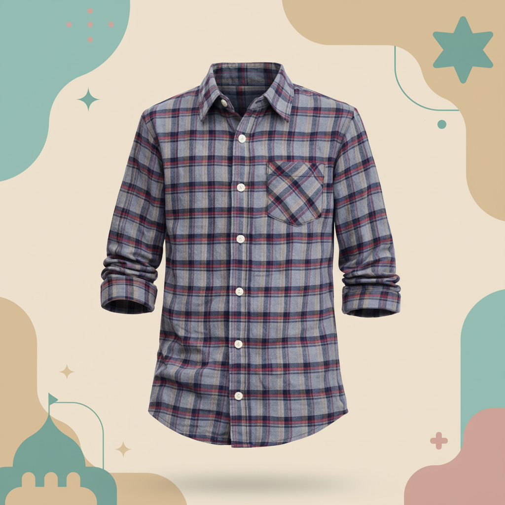 Classic Plaid Button-Up Shirt with Casual Denim Kids Outfit