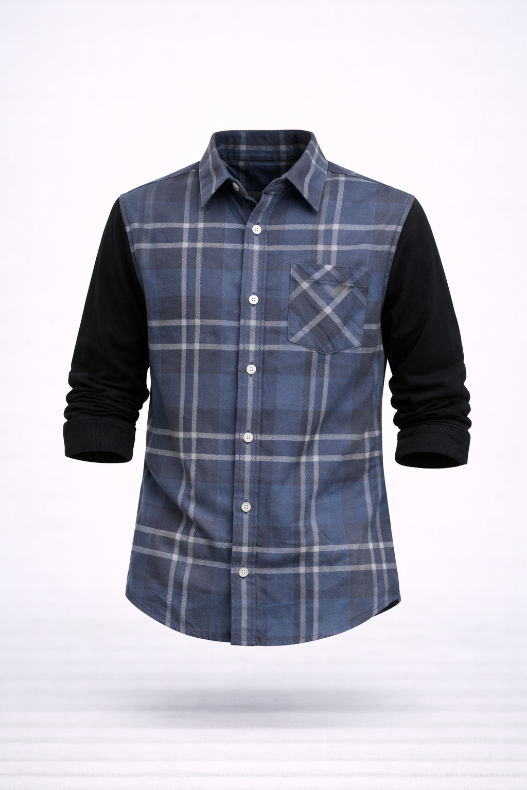Trendy Kids Cotton Long Sleeve Shirt – Check Pattern & Knit Sleeve Design (1-12yrs)MH