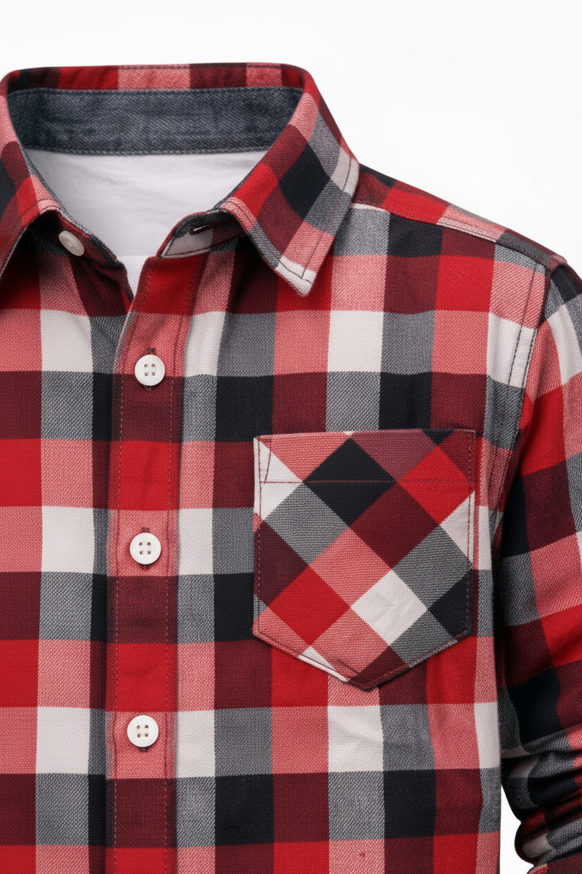 Kids Oven & Knit Contrast Long Sleeve Cotton Shirt (1-12yrs)MH