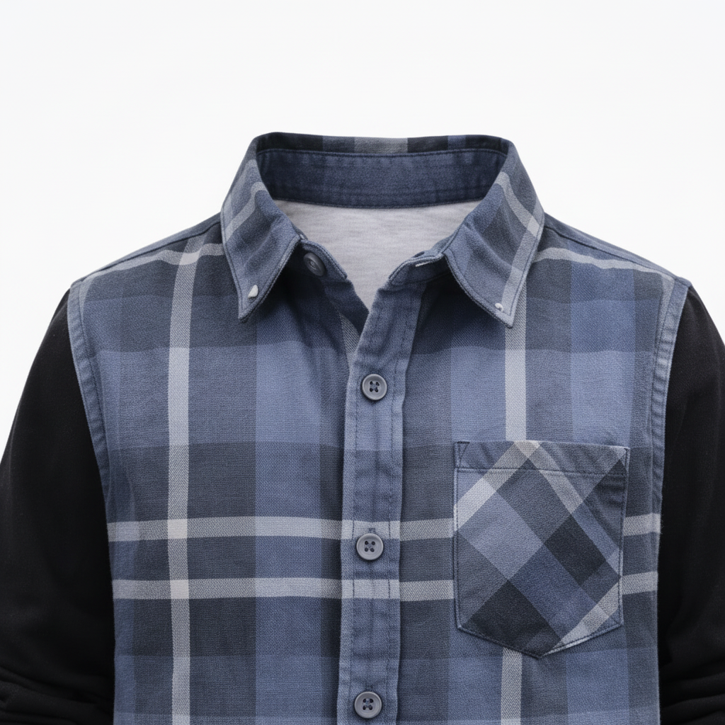 Trendy Kids Cotton Long Sleeve Shirt – Check Pattern & Knit Sleeve Design (1-12yrs)MH
