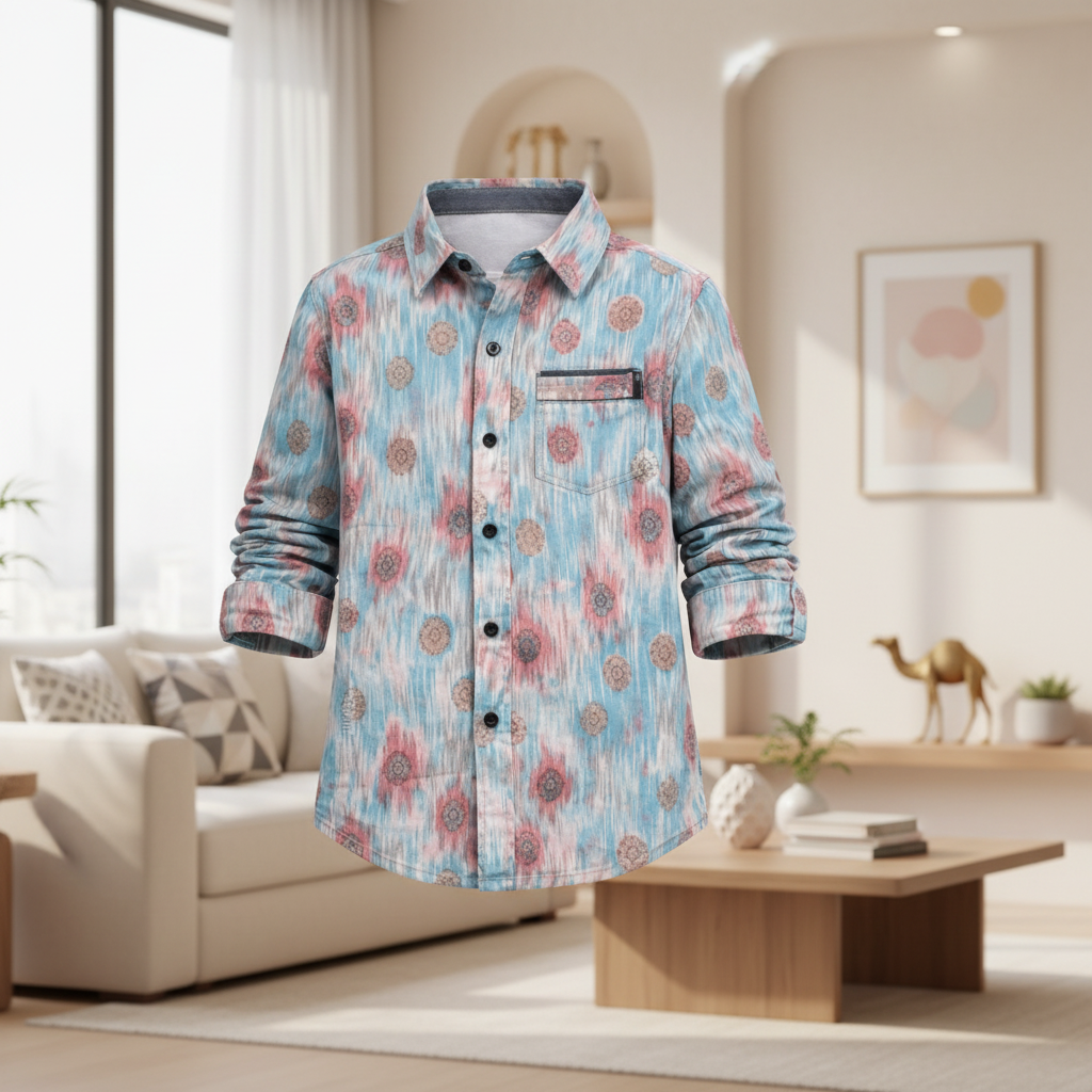 Stylish Printed Cotton Shirt for Boys | Casual Long Sleeve Kids Shirt | Sizes 2-12 Years | MH