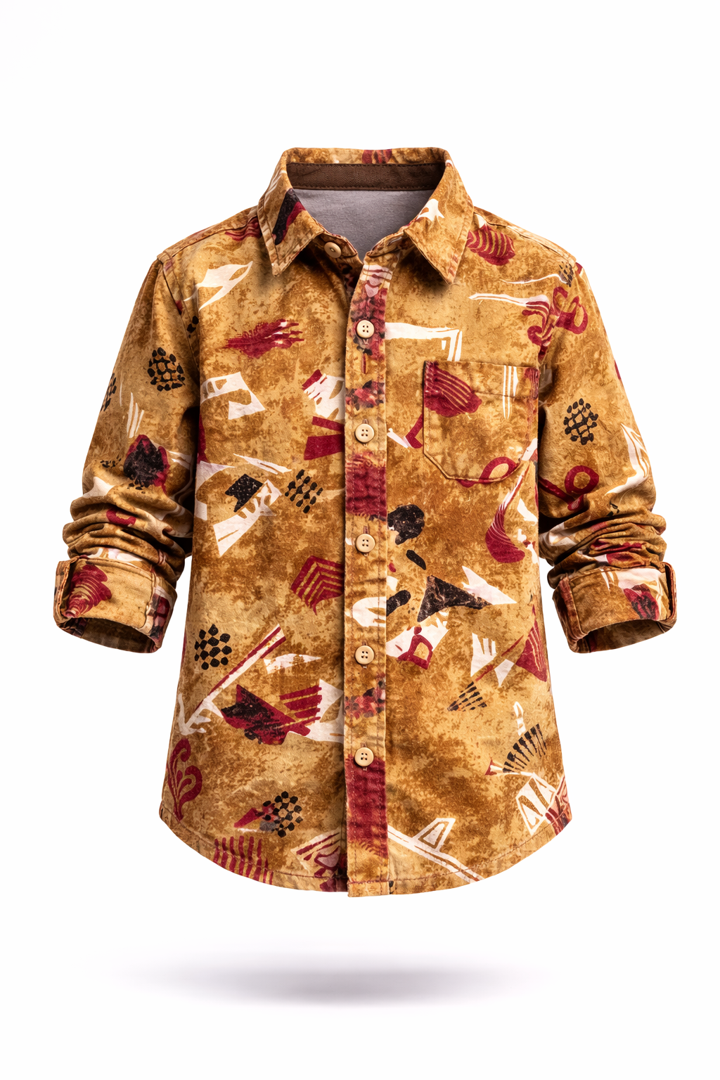 Boys’ Trendy Abstract Printed Casual Shirt – Long Sleeve Cotton Top (3-14 Years) | MH