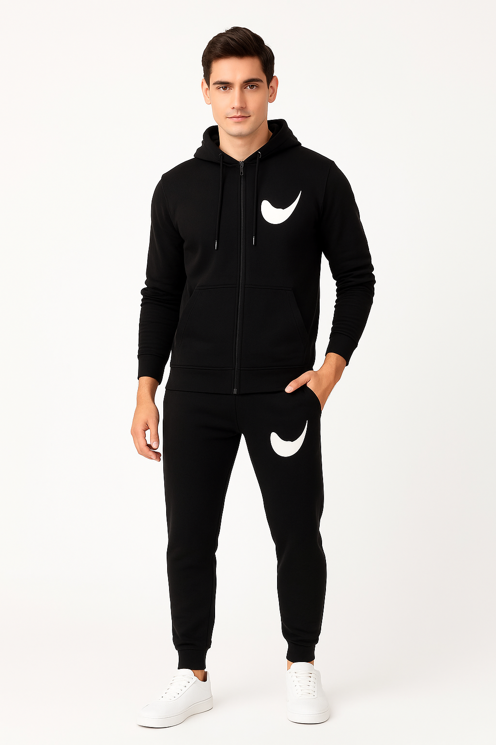 Men’s Burgundy Zip-Up Hoodie Tracksuit Set | Fleece Jogger Co-ord | Sizes S–XXL | MH