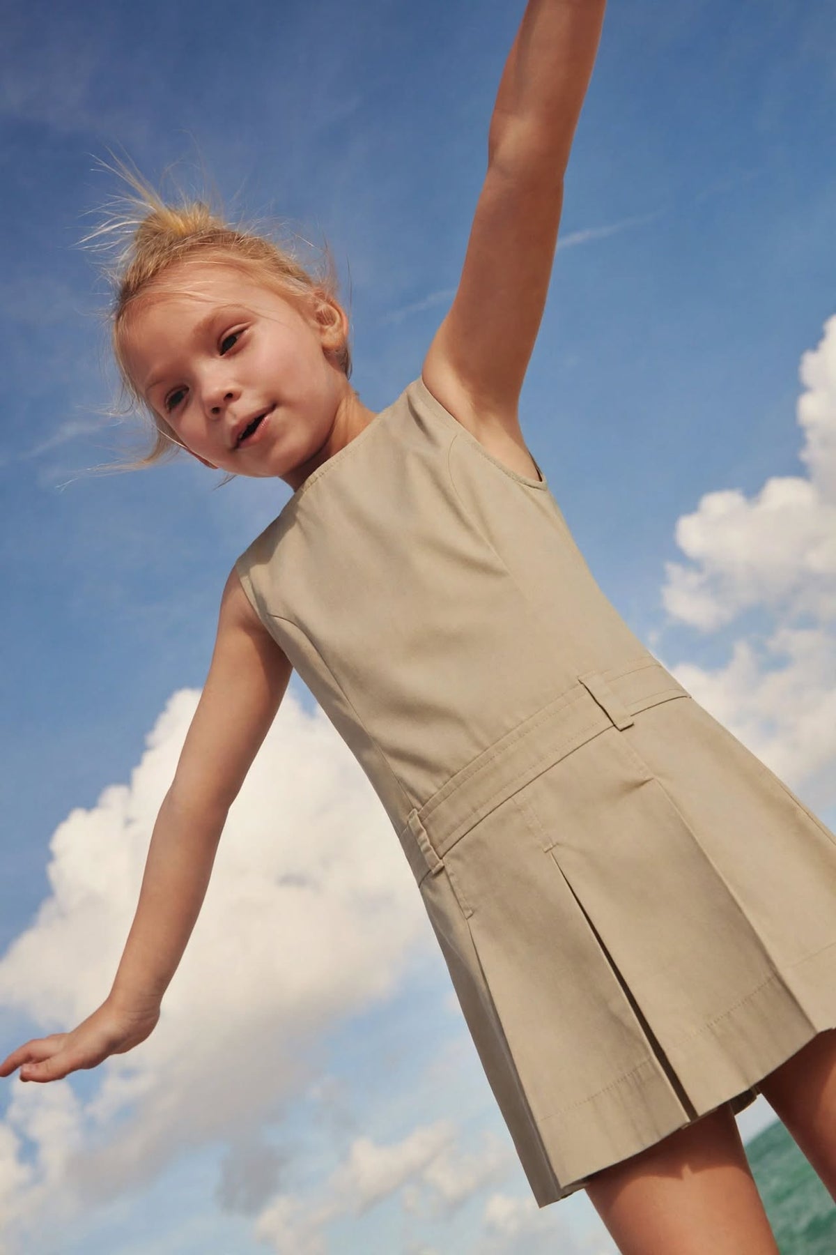 Elegant Sleeveless Pleated A-Line Dress with Belt Detail | MH Size (6-16Years)