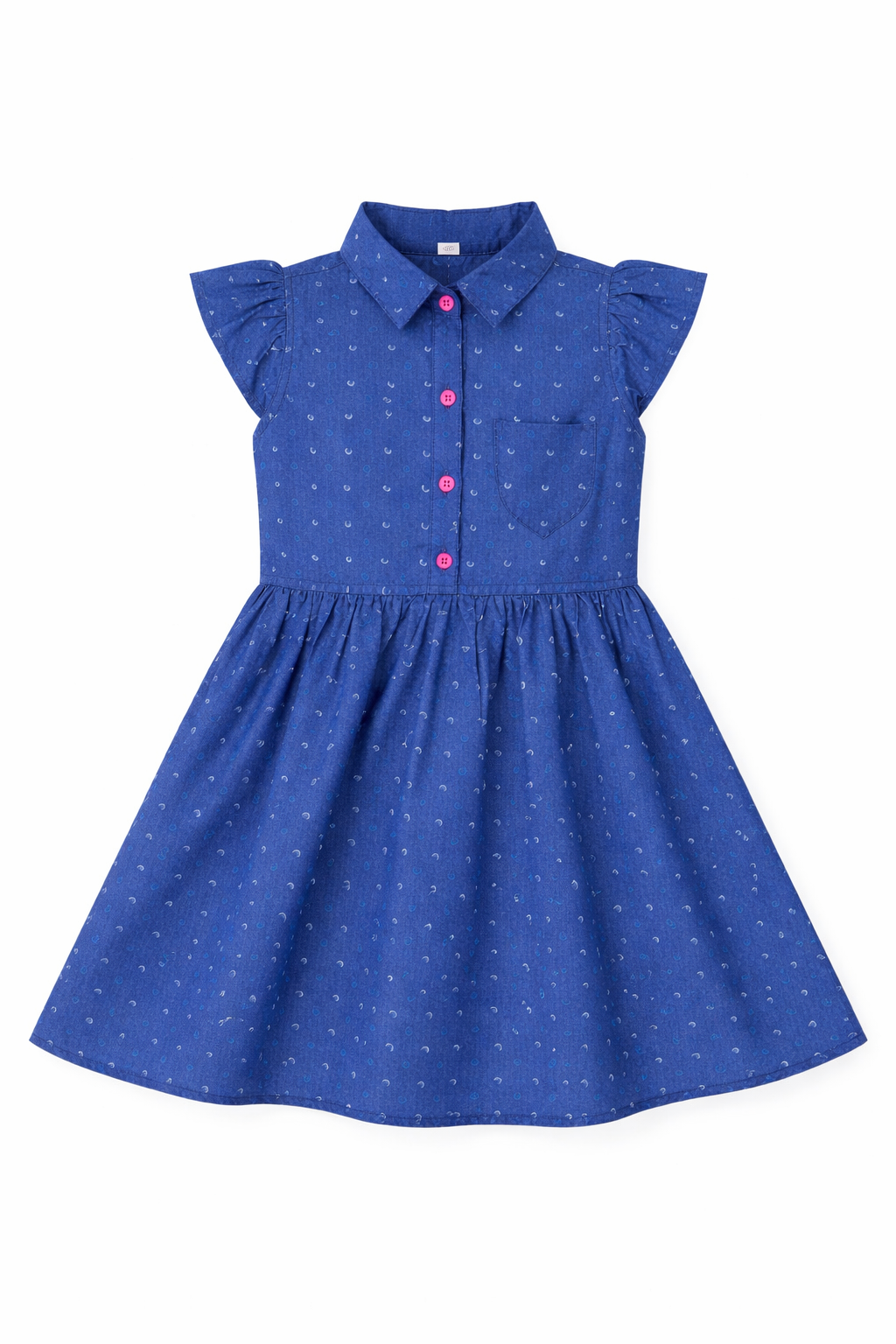 Girls Indigo Blue Printed Cotton Dress (2–12 Years) | Soft Casual Party Wear | MH AE