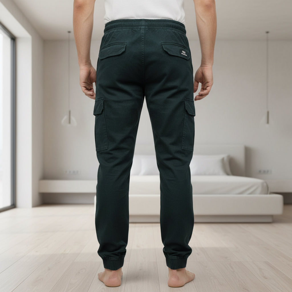 Big Boys Black Cargo Pants 9-16 Years - Soft Fabric Drawstring Jogger Style | MH