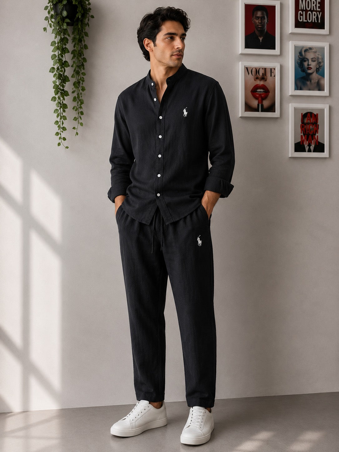 Men’s Premium Linen Co-ord Set | Band Collar Shirt & Trouser | Matching Summer Suit | 5 Colors | M–XXL | MH