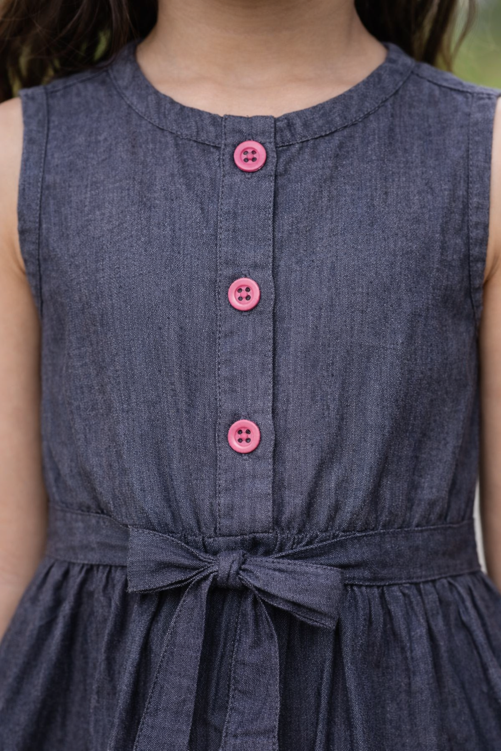 Girls Contrast Blue Denim Appliqué Design Tunic (2–12 Years)