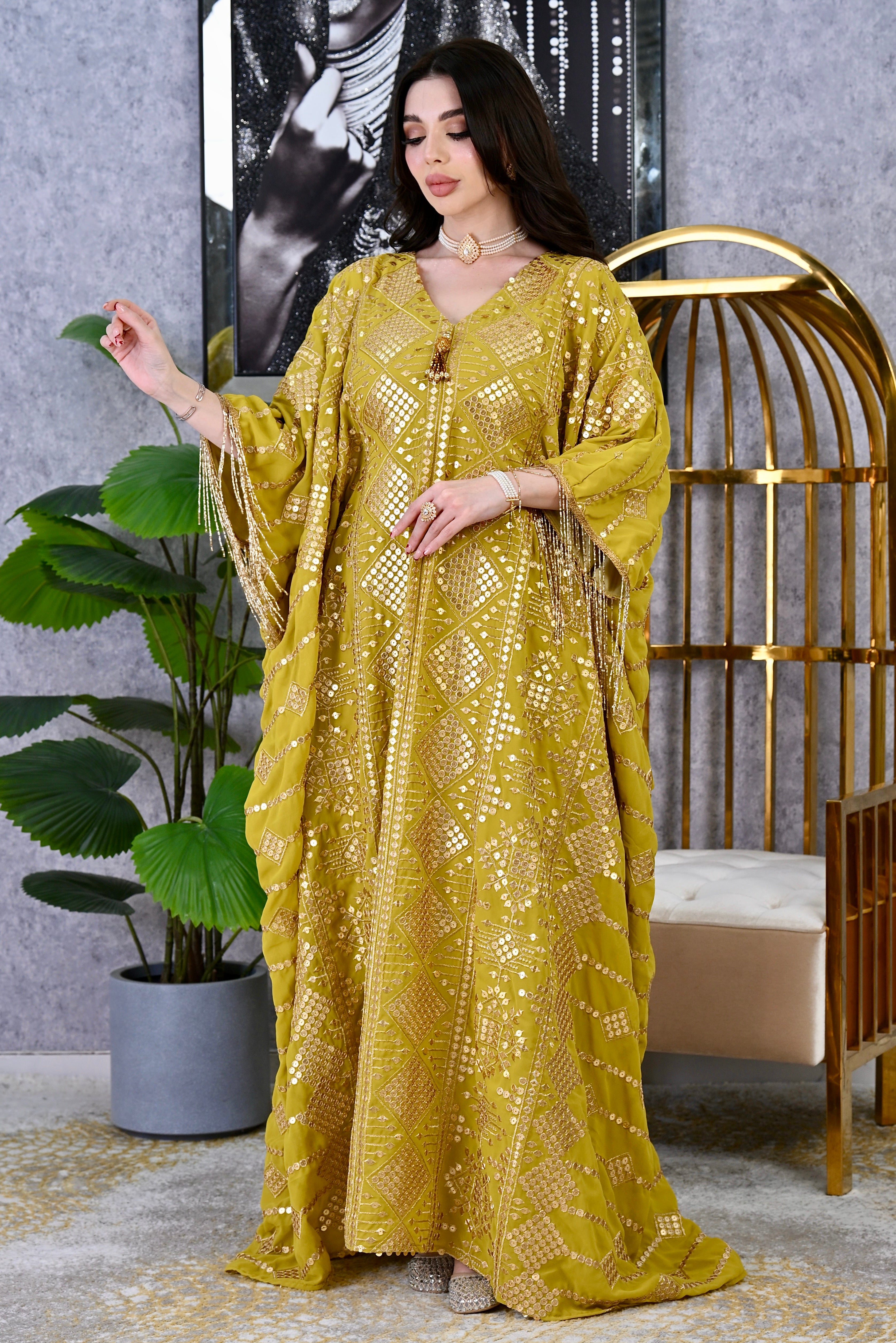 Elite Royal Embroidered Kaftan Gown – Luxury Hand-Crafted Evening Dress | 4 Colors | Sizes M-XXL | MH