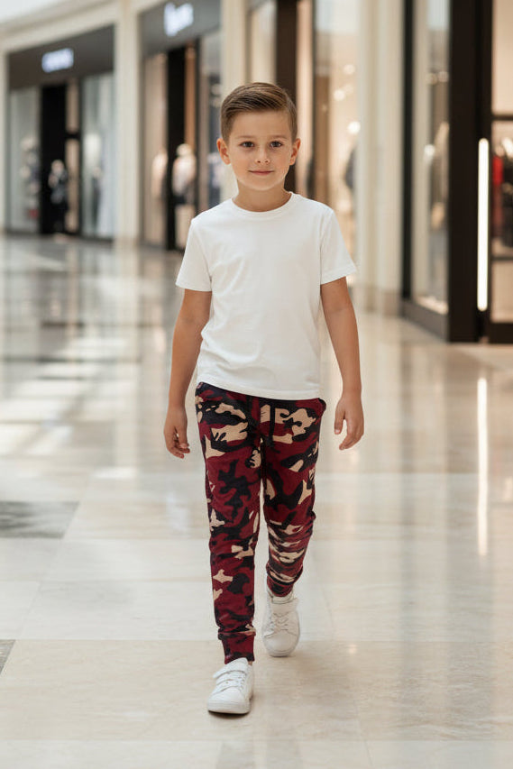 Boys' Camouflage Cargo Joggers – Kids' Pull-On Drawstring Camo Pants|3 Colors | Sizes (1-8 Years) | MH