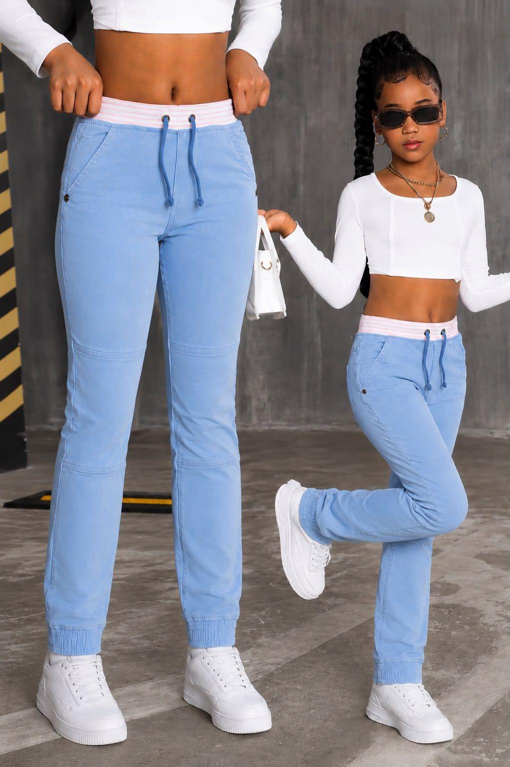 Girls Jogger Denim Pants | Casual Everyday Trousers | Comfortable Fit | Age 1–12 Years | UAE