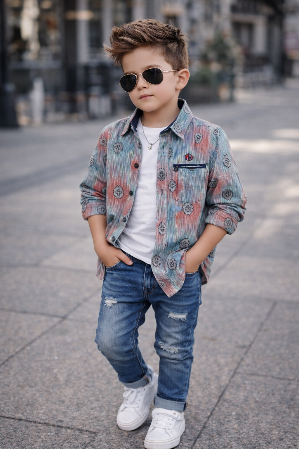Kids Unique printed Long Sleeve Cotton Shirt (2–12yrs) | MH