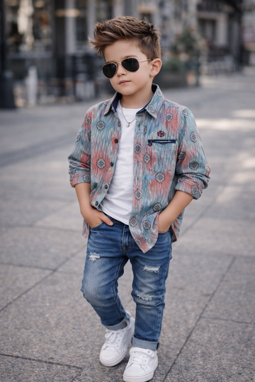 Kids Unique printed Long Sleeve Cotton Shirt (2–12yrs) | MH