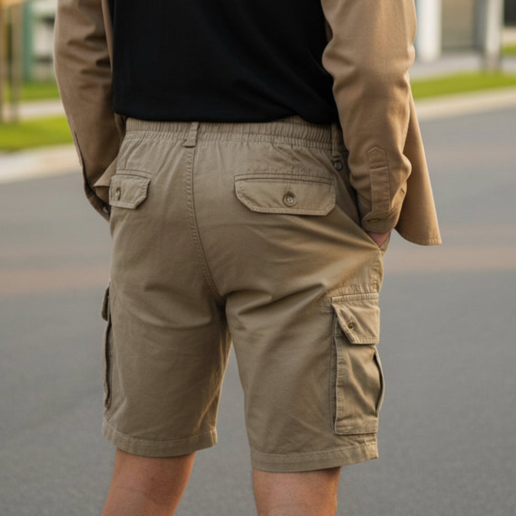 Men’s Beige Cargo Shorts 17-24 Years - Casual Drawstring Summer Shorts with Pockets | MH