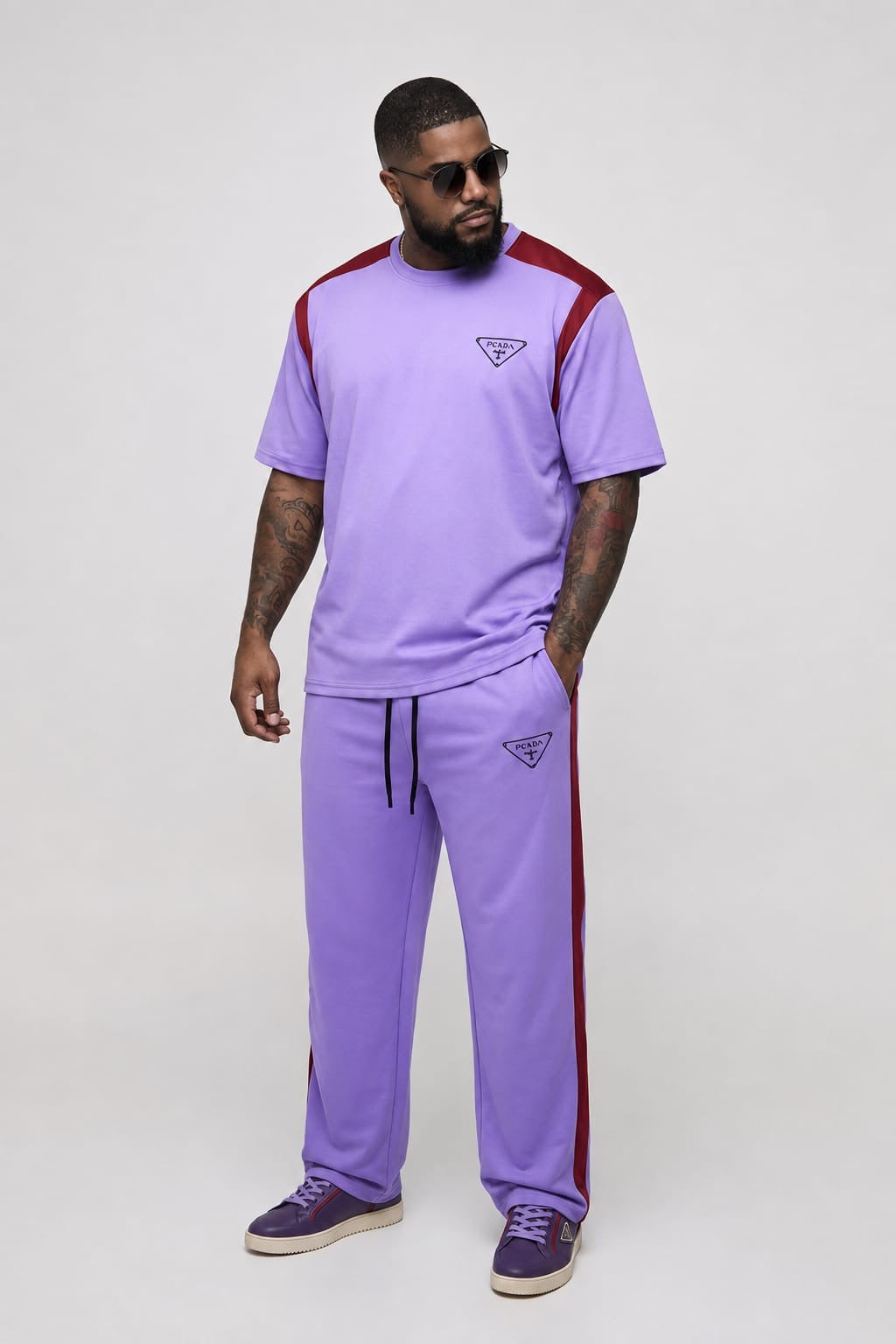 Men’s Oversized Multi-Color Casual Tracksuit Set Contrast Tee + Joggers | Sizes M-XXL | MH