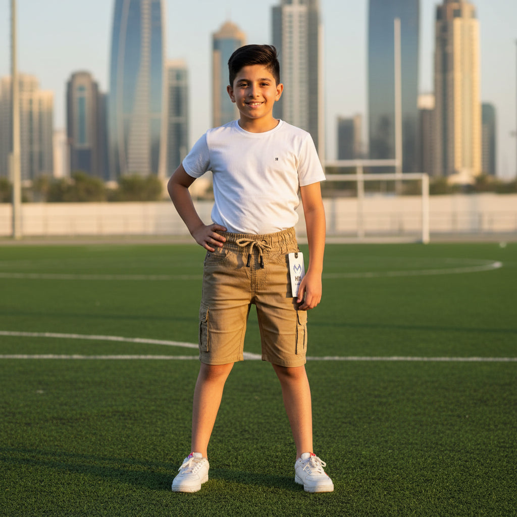 Big Boys Khaki Cargo Shorts 9-16 Years - Comfortable Cotton Cargo Style Shorts | MH