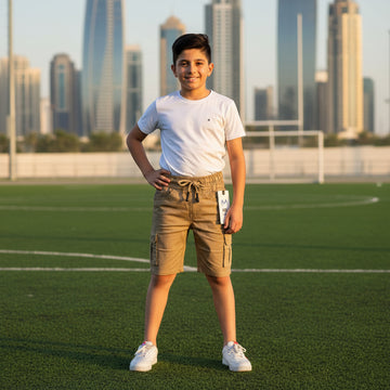 Big Boys Khaki Cargo Shorts 9-16 Years - Comfortable Cotton Cargo Style Shorts | MH