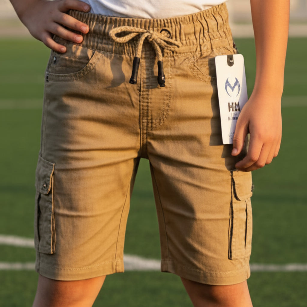 Big Boys Khaki Cargo Shorts 9-16 Years - Comfortable Cotton Cargo Style Shorts | MH