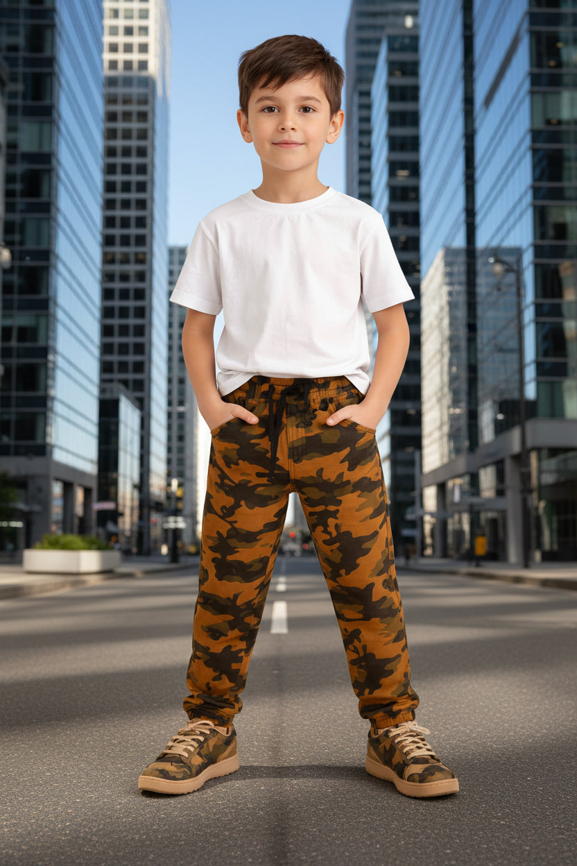 Children’s Camo Jogger Trousers Drawstring Camouflage | Sizes 1-8 Years | MH