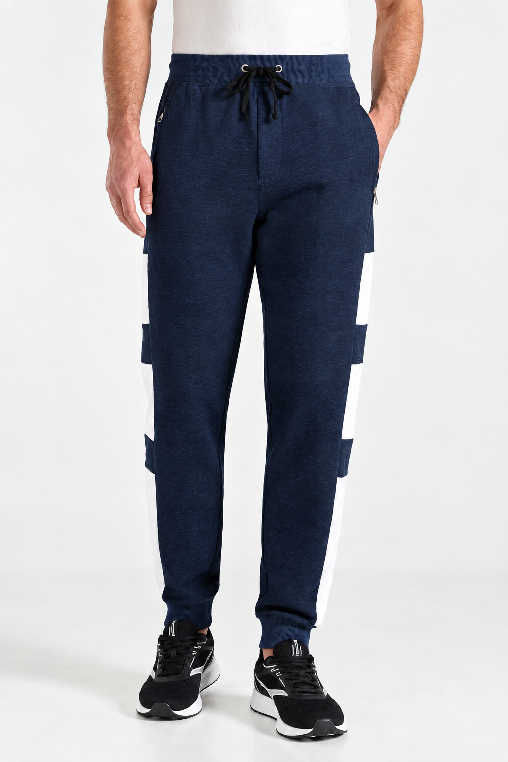Men’s Grey Trouser with Dark Black Stripe Panels | (Sizes S/30-XXL/38) | MH