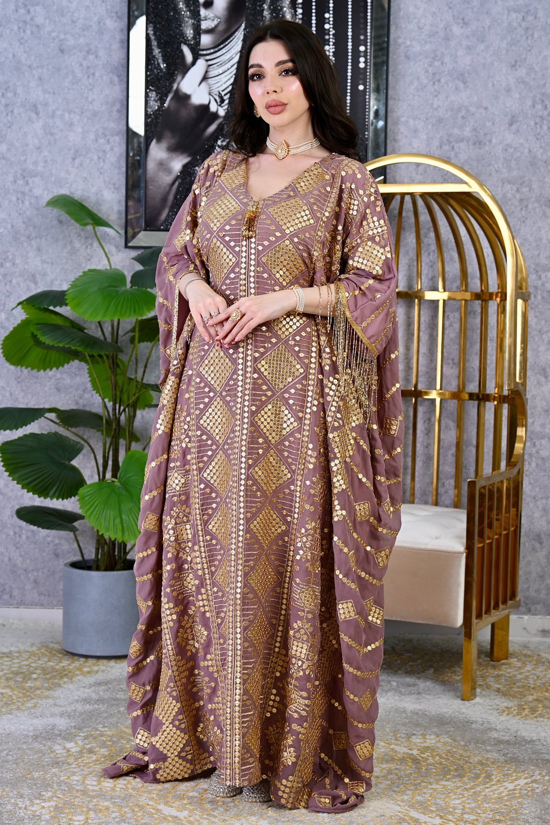 Elite Royal Embroidered Kaftan Gown – Luxury Hand-Crafted Evening Dress | 4 Colors | Sizes M-XXL | MH