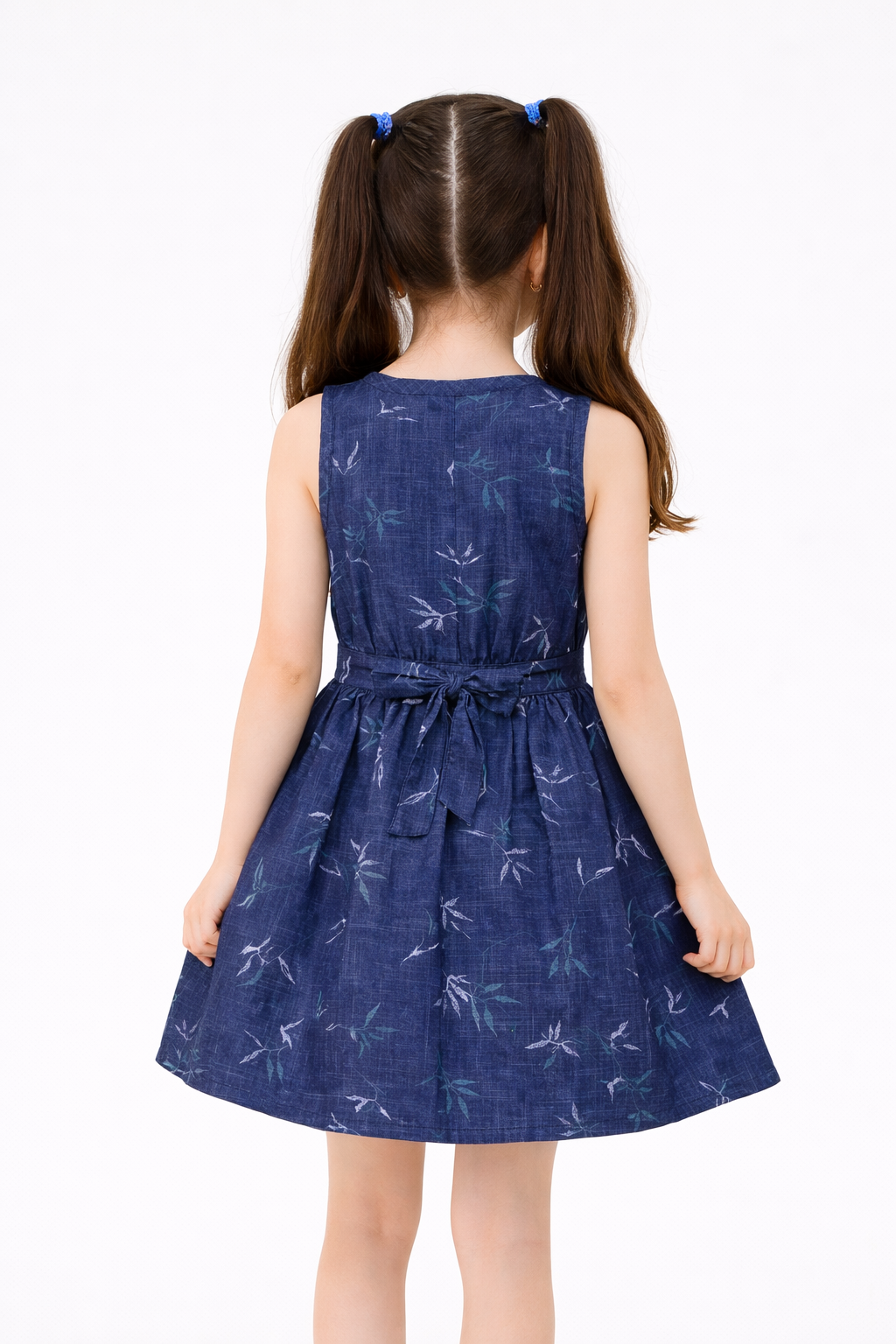 Charming Sleeveless Floral Girls Dress with Waist Bow Detail | MH
