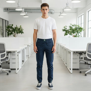 Men’s Navy Blue Casual Jogger Pants 17-24 Years - Comfortable Drawstring Trousers with Pockets | MH