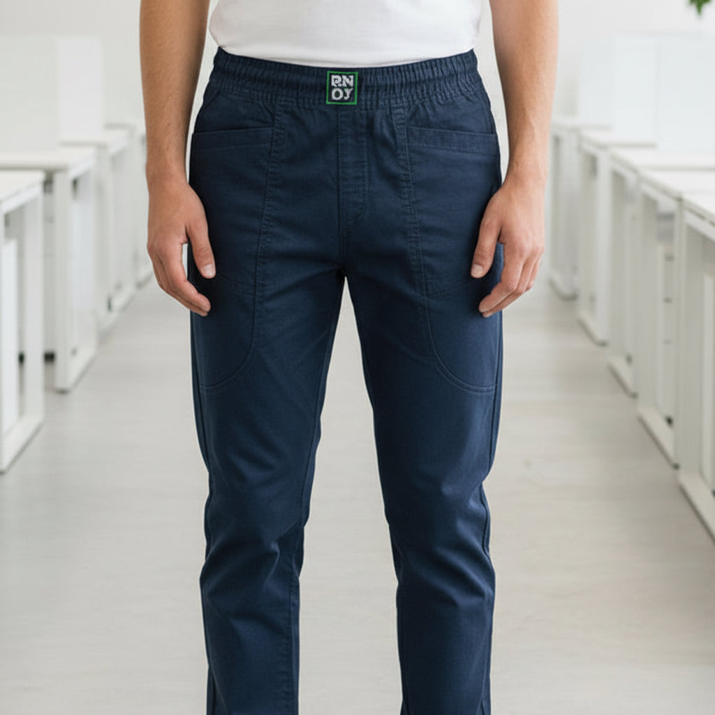 Men’s Navy Blue Casual Jogger Pants 17-24 Years - Comfortable Drawstring Trousers with Pockets | MH