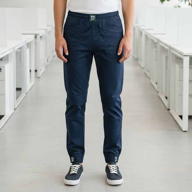 Men’s Navy Blue Casual Jogger Pants 17-24 Years - Comfortable Drawstring Trousers with Pockets | MH