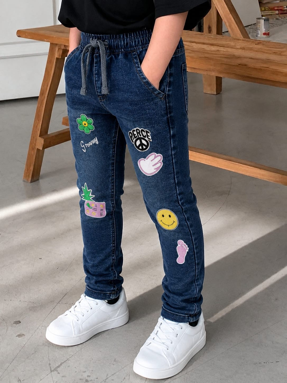 Kid's StickerFlex Denim Pants| 3 colors | Sizes(1-12Years) I MH