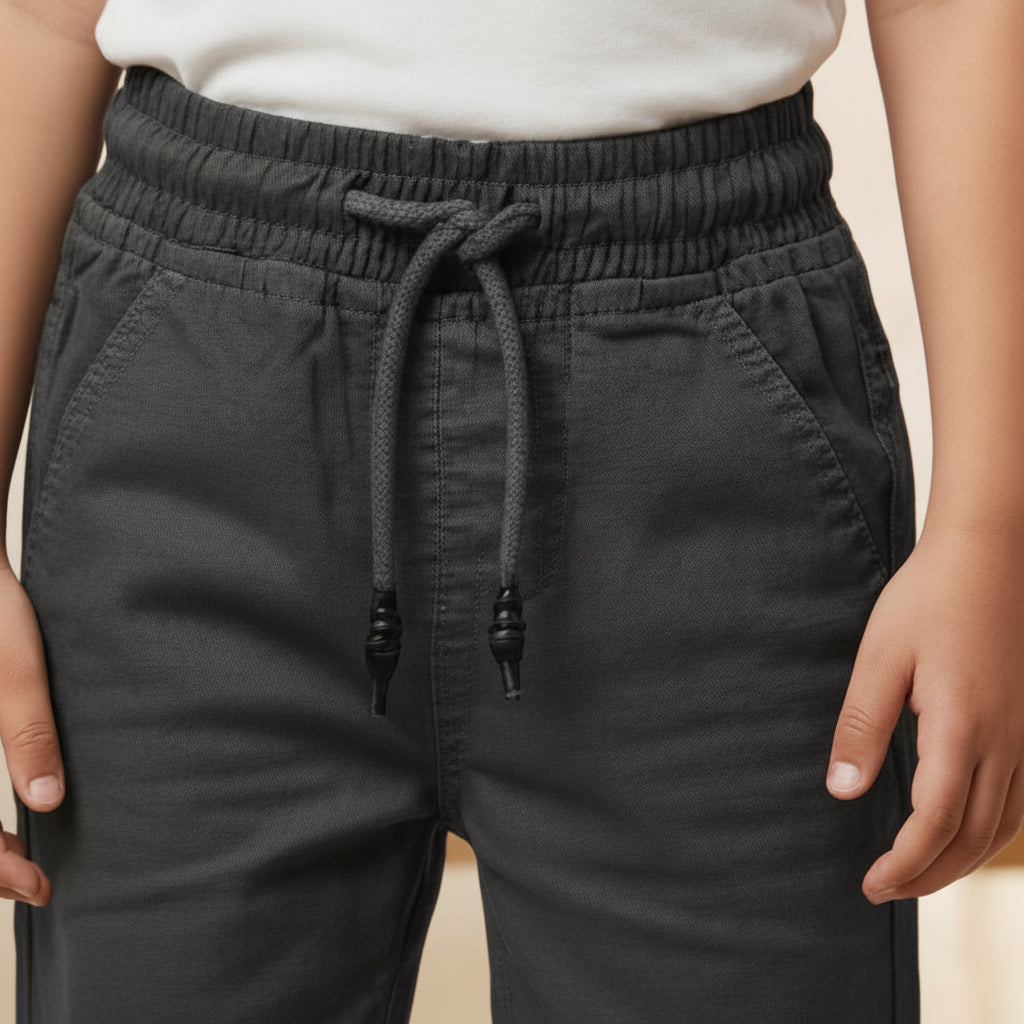 Boys Dark Grey Casual Shorts 1-8 Years - Cotton Drawstring Summer Shorts with Pockets | MH